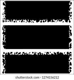 Set of grunge textures. Black paint strokes, spots on white background