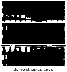 Set of grunge textures. Black paint strokes, spots on white background