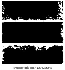 Set of grunge textures. Black paint strokes, spots on white background