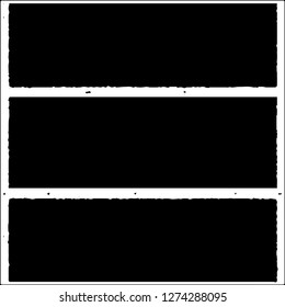 Set of grunge textures. Black paint strokes, spots on white background