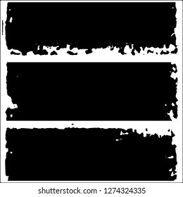 Set of grunge textures. Black paint strokes, spots on white background