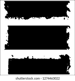 Set of grunge textures. Black paint strokes, spots on white background