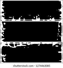 Set of grunge textures. Black paint strokes, spots on white background