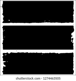Set of grunge textures. Black paint strokes, spots on white background