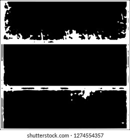 Set of grunge textures. Black paint strokes, spots on white background