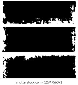 Set of grunge textures. Black paint strokes, spots on white background