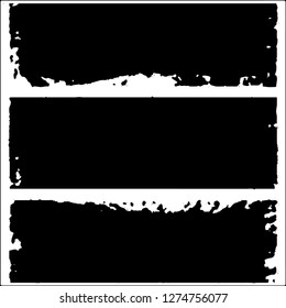 Set of grunge textures. Black paint strokes, spots on white background