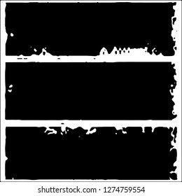 Set of grunge textures. Black paint strokes, spots on white background
