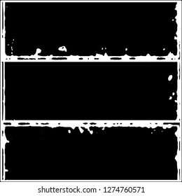 Set of grunge textures. Black paint strokes, spots on white background