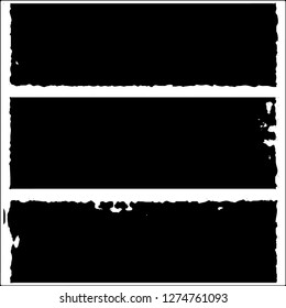 Set of grunge textures. Black paint strokes, spots on white background