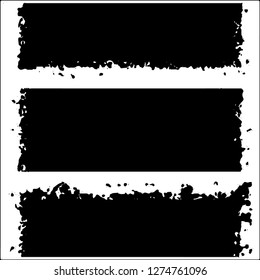 Set of grunge textures. Black paint strokes, spots on white background