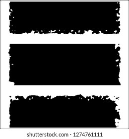 Set of grunge textures. Black paint strokes, spots on white background