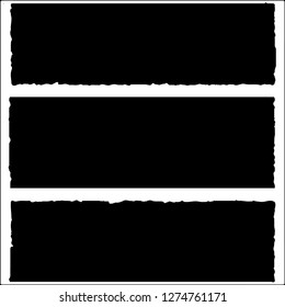 Set of grunge textures. Black paint strokes, spots on white background