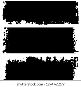 Set of grunge textures. Black paint strokes, spots on white background