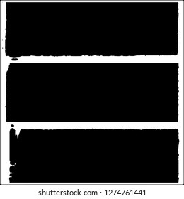 Set of grunge textures. Black paint strokes, spots on white background