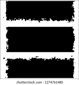 Set of grunge textures. Black paint strokes, spots on white background