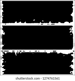 Set of grunge textures. Black paint strokes, spots on white background