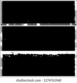 Set of grunge textures. Black paint strokes, spots on white background