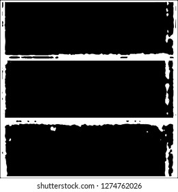 Set of grunge textures. Black paint strokes, spots on white background