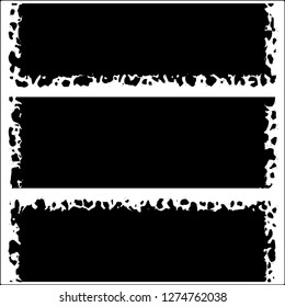 Set of grunge textures. Black paint strokes, spots on white background