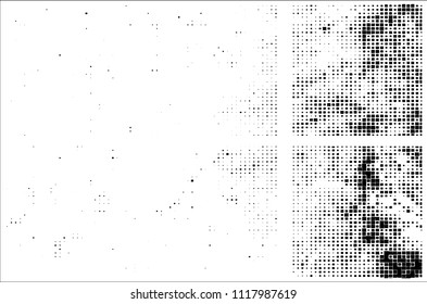 Set of grunge textures black squares on white background