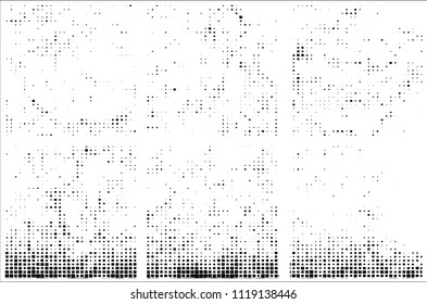 Set of grunge textures black squares on white background