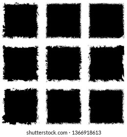 Set of grunge textures of black and white squares