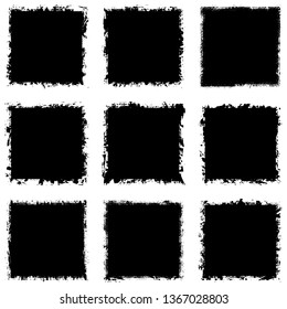 Set of grunge textures of black and white squares