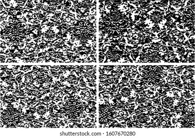 Set of grunge textures in black and white. Collection of monochrome abstract backgrounds