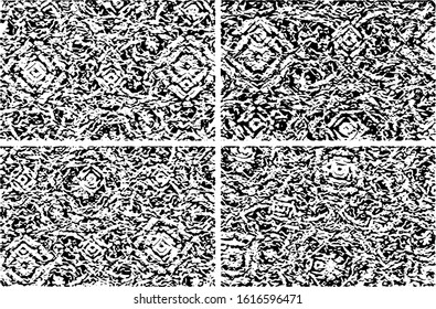 Set of grunge textures in black and white. Collection of monochrome abstract backgrounds