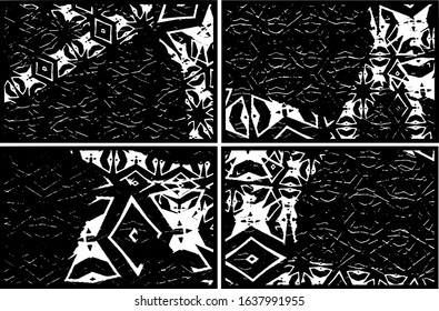 Set of grunge textures in black and white. Collection of monochrome abstract backgrounds