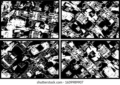 Satz von farbigen Texturen in Schwarz-Weiß. Sammlung von monochromen abstrakten Hintergründen