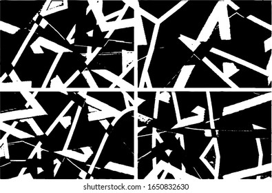 Set of grunge textures in black and white. Collection of monochrome abstract backgrounds