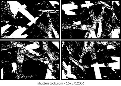 Set of grunge textures in black and white. Collection of monochrome abstract backgrounds