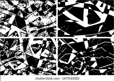 Satz von farbigen Texturen in Schwarz-Weiß. Sammlung von monochromen abstrakten Hintergründen