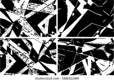 Set of grunge textures in black and white. Collection of monochrome abstract backgrounds