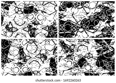 Set of grunge textures in black and white. Collection of monochrome abstract backgrounds