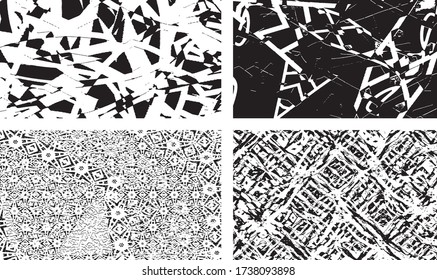 Set von Grunge Texturen in Schwarz-Weiß. Sammlung monochrom abstrakter Hintergründe