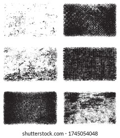 A set of grunge textures. Black and white backgrounds of dirt and dust. Abstract monochrome backdrop