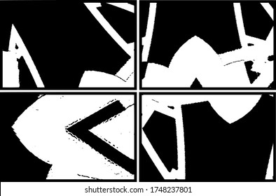 Set of grunge textures in black and white. Collection of monochrome abstract backgrounds
