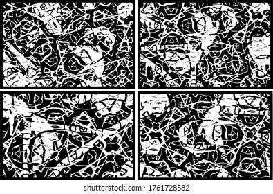 Conjunto de texturas de color negro y blanco. Colección de fondos abstractos monocromos