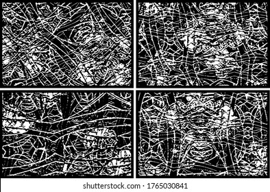 Set of grunge textures in black and white. Collection of monochrome abstract backgrounds