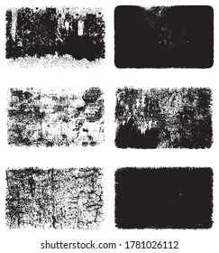 A set of grunge textures. Black and white backgrounds of dirt and dust. Abstract monochrome backdrop