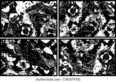 Set of grunge textures in black and white. Collection of monochrome abstract backgrounds