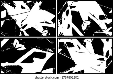Set of grunge textures in black and white. Collection of monochrome abstract backgrounds