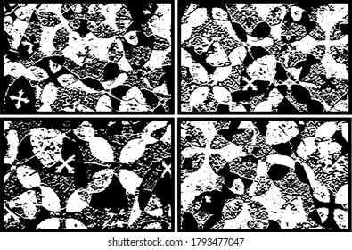 Set of grunge textures in black and white. Collection of monochrome abstract backgrounds