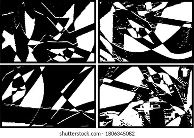 Satz von farbigen Texturen in Schwarz-Weiß. Sammlung von monochromen abstrakten Hintergründen