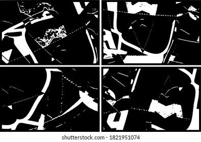 Conjunto de texturas de color negro y blanco. Colección de fondos abstractos monocromos
