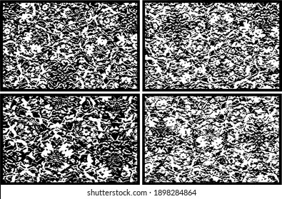 Set of grunge textures in black and white. Collection of monochrome abstract backgrounds