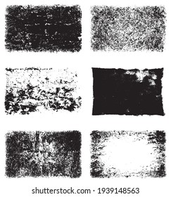 A set of grunge textures. Black and white backgrounds of dirt and dust. Abstract monochrome backdrop